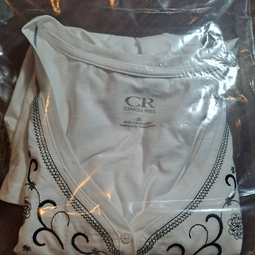 CARROLL REED Blouse White V Neck Pull Over Plus Size Top Summer Wear Size 3X - Picture 5 of 10